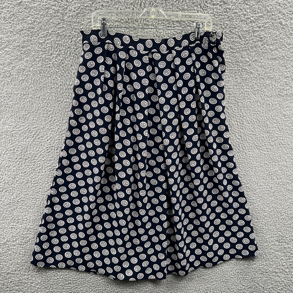 Womens Pleated Midi Skirt 16W Plus Abstract Swirl Retro Artsy Statement Flowy